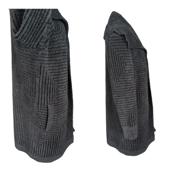 Barefoot Dreams Angular Striped Cardi Gray Black Soft Thick Women’s Large $198 - Picture 8 of 14